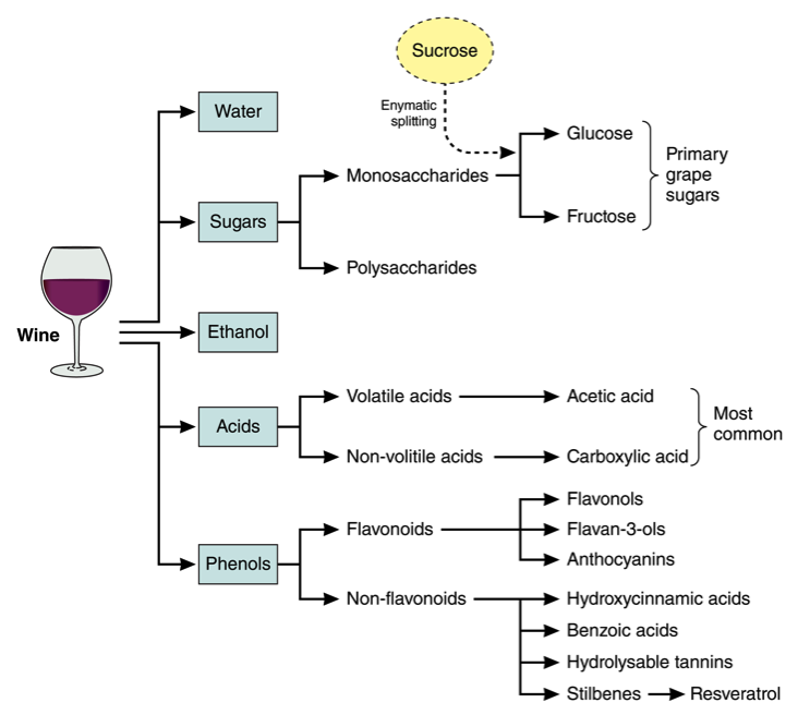 Chart showing composition of wine